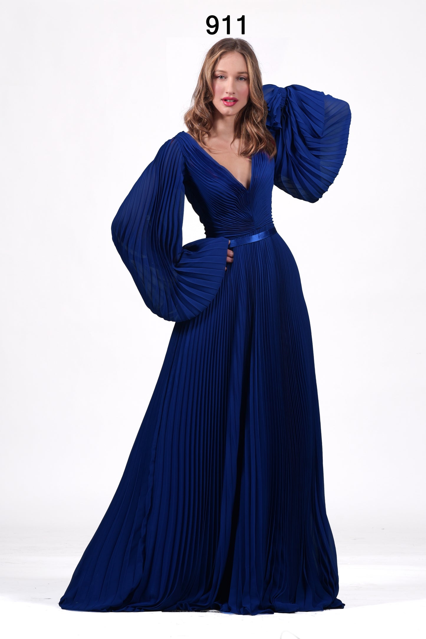 Robe longue plissée en coleure - Référence : 911-A