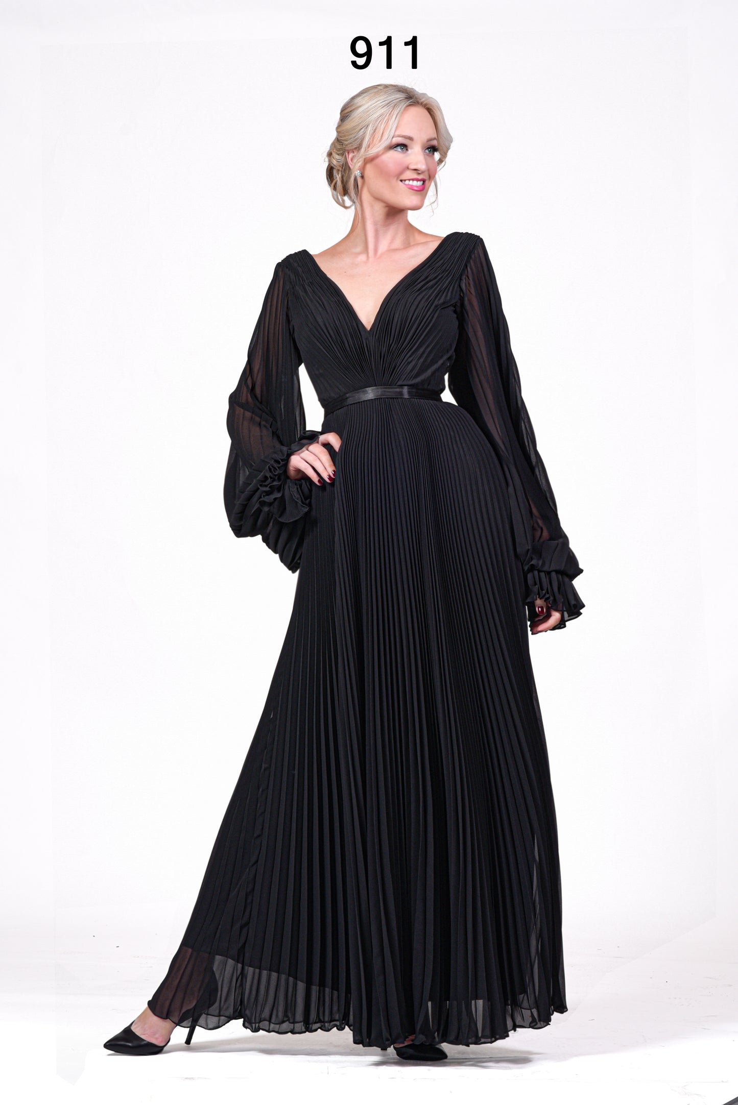 Robe longue plissée en coleure - Référence : 911-A