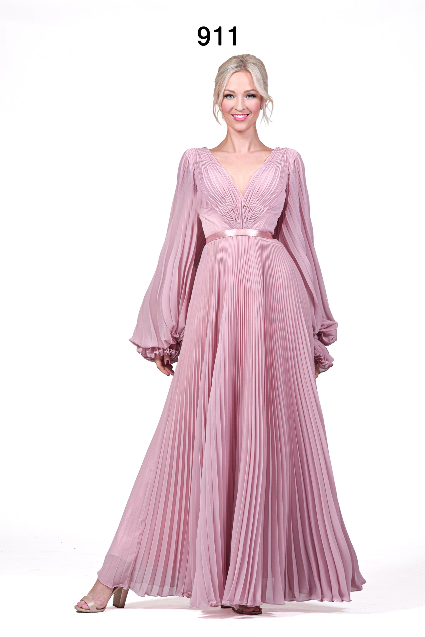 Robe longue plissée en coleure - Référence : 911-A