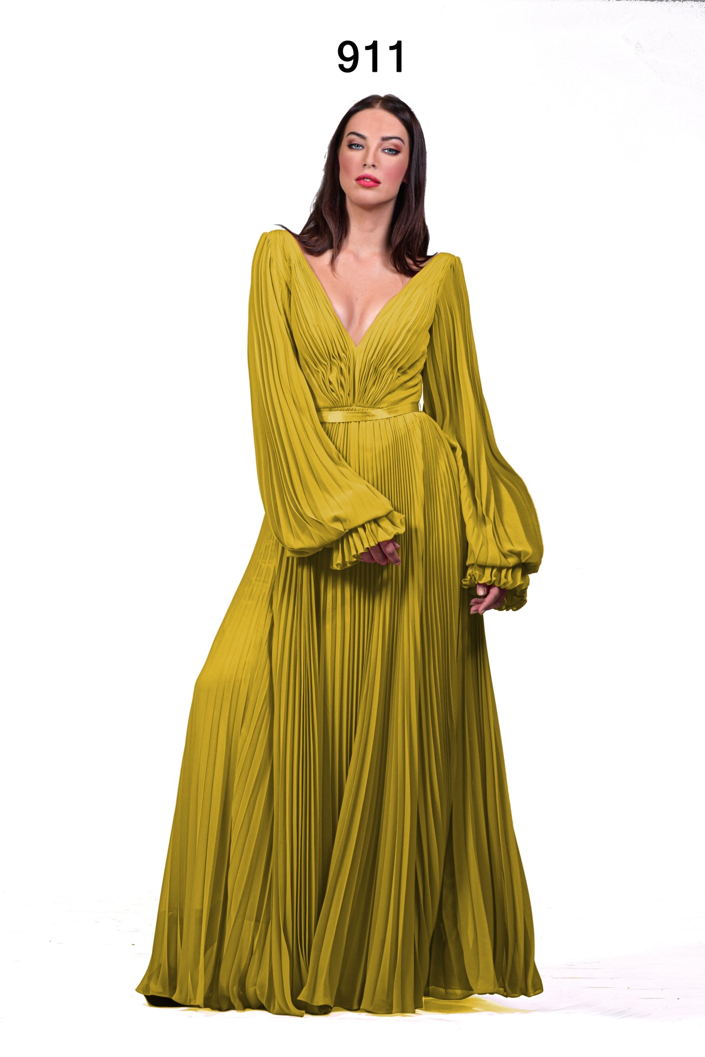 Robe longue plissée en coleure - Référence : 911-A